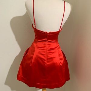 Red bebe satin dress